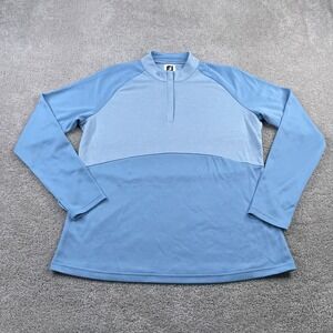 FootJoy Top Womens Large Blue Golf Performance Quarter Zip Pullover Thumbholes